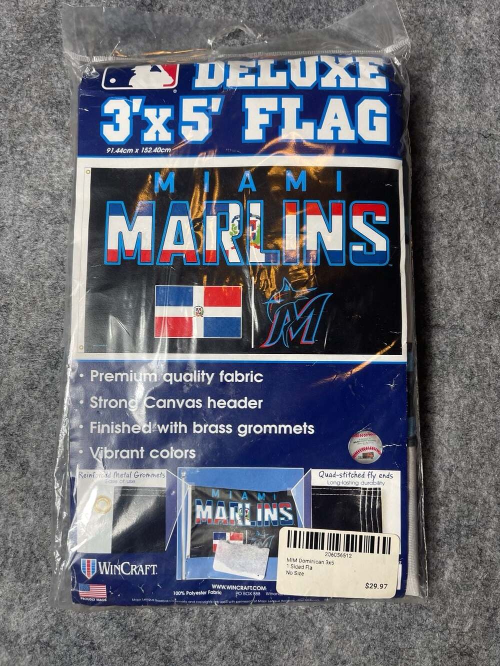 WinCraft MLB Miami Marlins Deluxe 3' x 5' Flag with Dominican Republic Flag